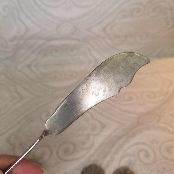 Antique Monogrammed M H Initial Brazil Silver Twisted Butter Knife Sugar Spoons - Picture 5 of 12